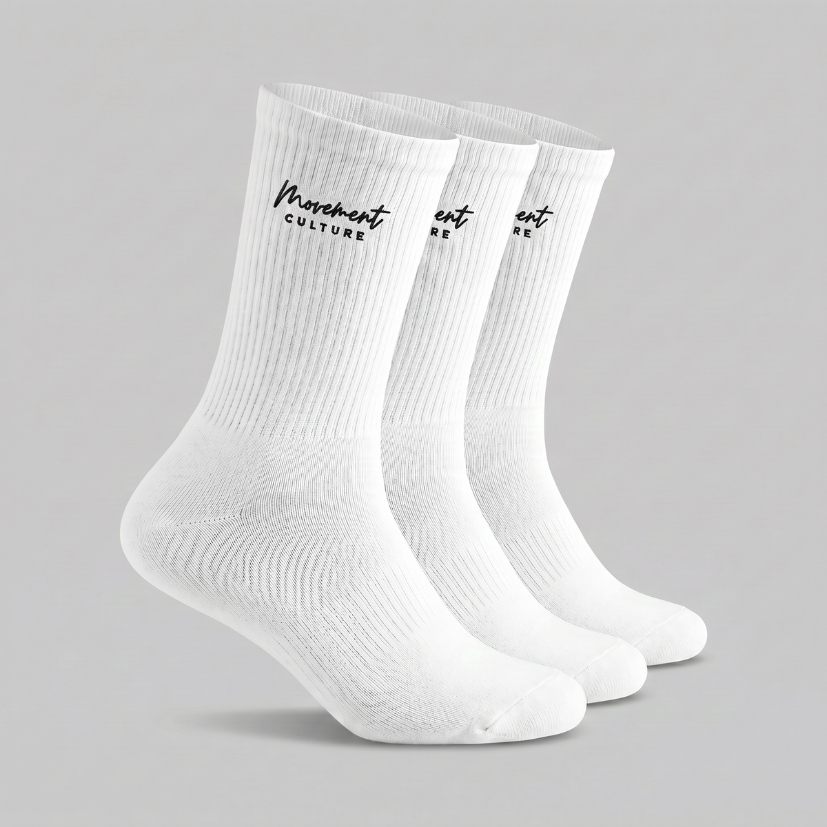 White Embroidered Movement Culture Crew Socks (3 pack)